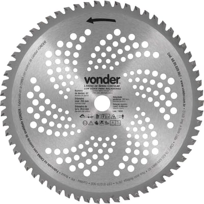 Lâmina circular com vídea, para roçadeiras, 255 mm x 20 mm, 62 dentes