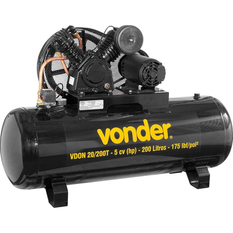 Compressor de ar VDON 20/200T, 5,0 cv trifásico, 220 V~/380 V~