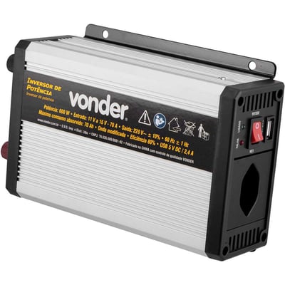 Inversor de potência 600 W, 12 V DC para 220 V~
