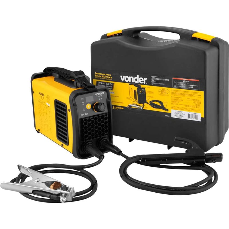 Inversor para solda com eletrodo e TIG, 120 A, RIV 125, com display digital, monofásico, 127 V~ - 220 V~ - Seleção automática, VONDER.