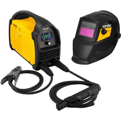 Inversor para solda com eletrodo e TIG, 200 A, IM 228, com máscara de escurecimento automático tonalidade 9 a 13, monofásico, 127 V~ - 220 V~ - Seleção automática