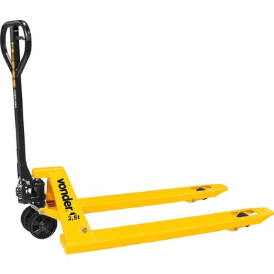 Paleteira hidráulica, 2,5 toneladas (2,5 tf), 1.150 mm x 680 mm, roda simples de nylon