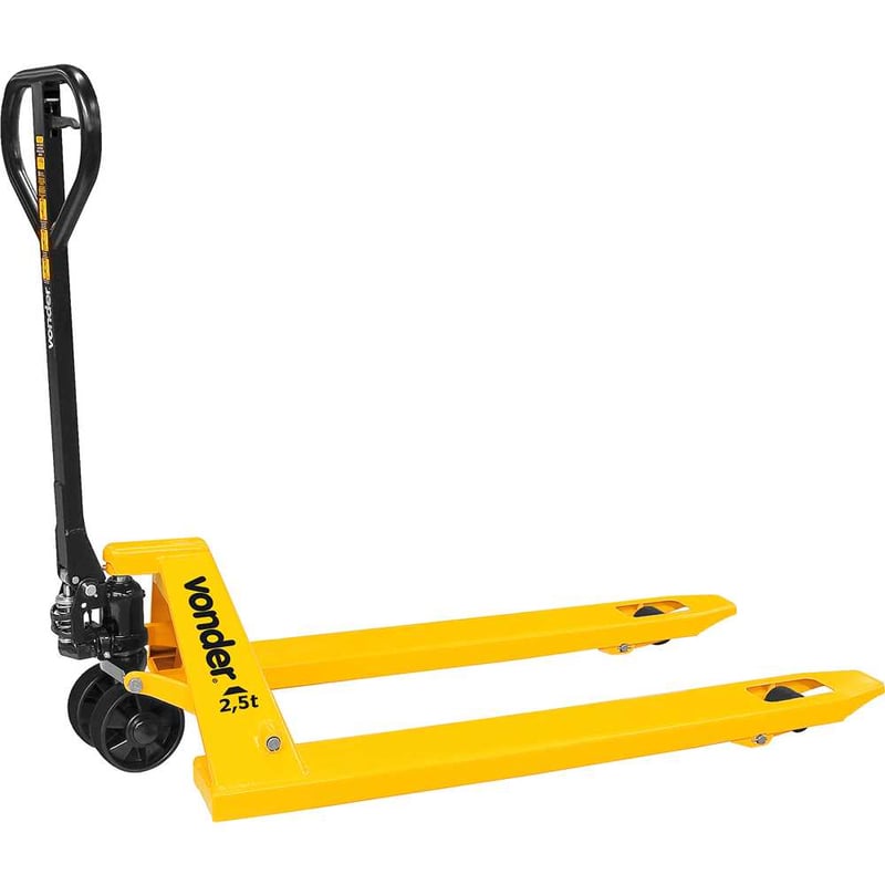 Paleteira hidráulica, 2,5 toneladas (2,5 tf), 1.150 mm x 680 mm, roda simples de nylon