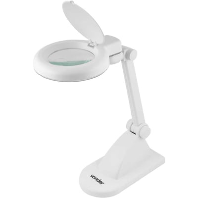 Lupa articulada com LED, bivolt, com base para bancada