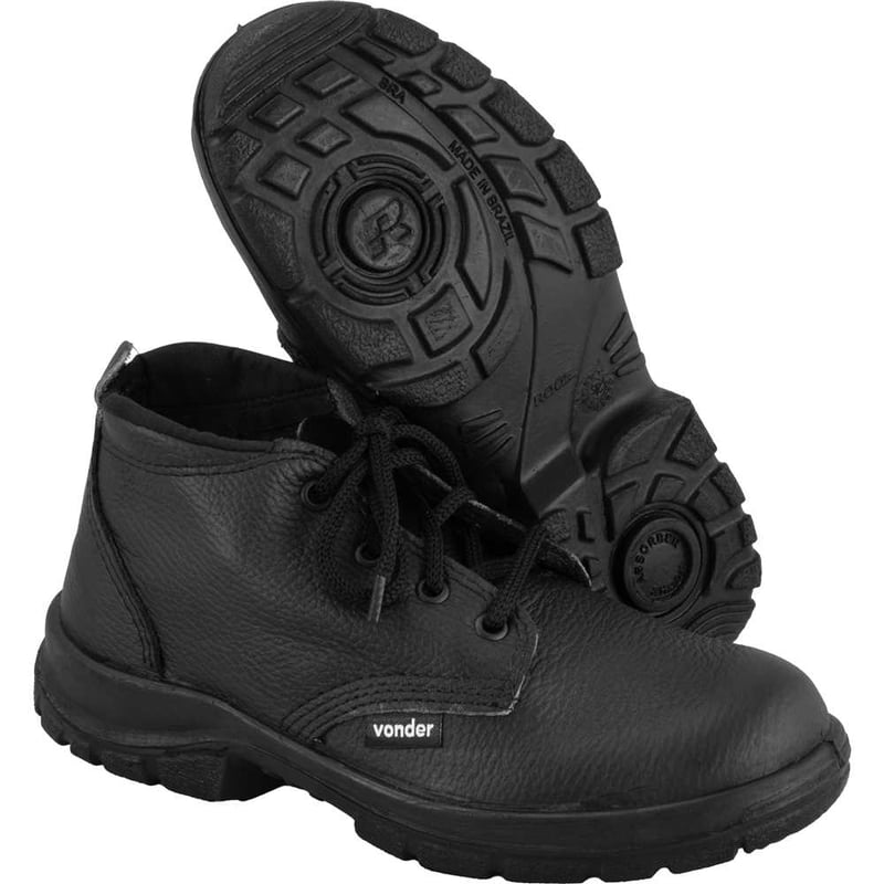 Botina nº 44, com solado em poliuretano bidensidade, com cadarço, sem biqueira