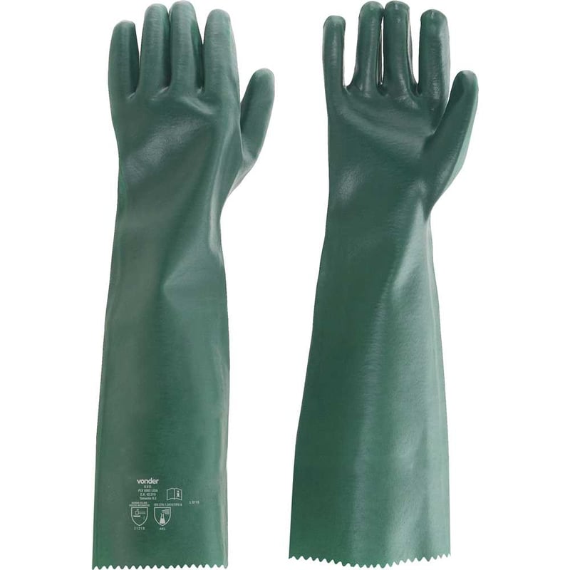 Luva de PVC lisa com forro, 65 cm