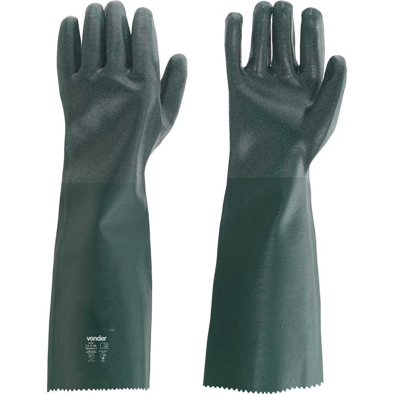 Luva de PVC áspera com forro, 46 cm