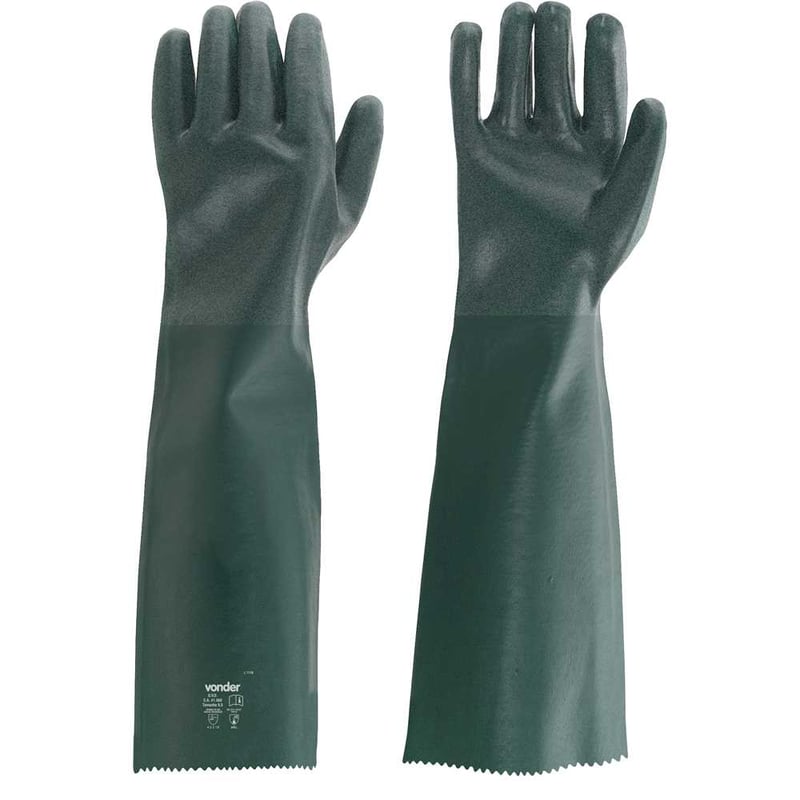 Luva de PVC áspera com forro, 56 cm