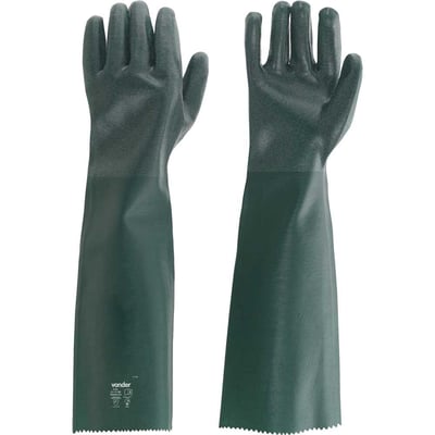Luva de PVC áspera com forro, 65 cm
