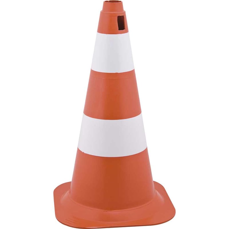 Cone de sinalização com 50 cm, branco e laranja, em polietileno