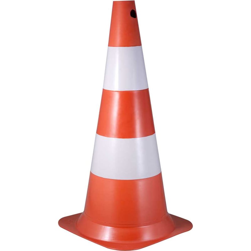 Cone de sinalização com 75 cm, branco e laranja, em polietileno