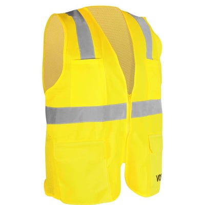 Colete refletivo tipo blusão, com bolso e ziper, amarelo
