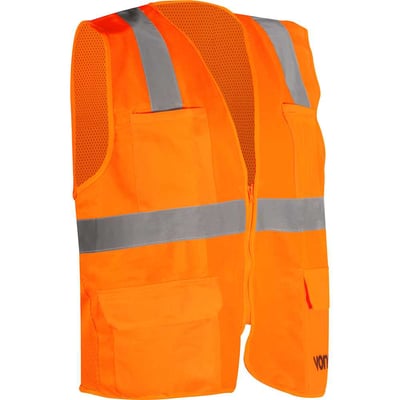 Colete refletivo tipo blusão, com bolso e ziper, laranja