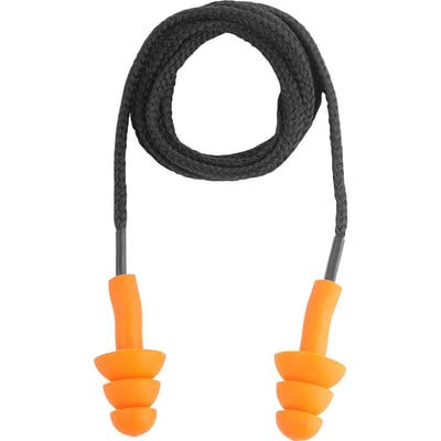 Protetor auditivo tipo plug, de silicone, com cordão em algodão