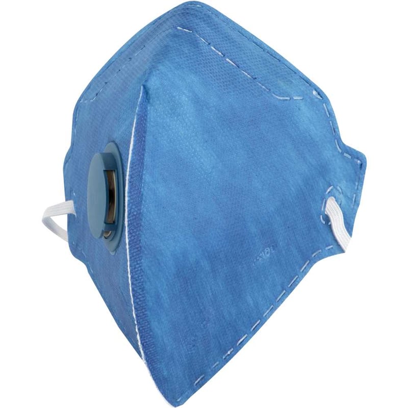 Respirador dobrável, semifacial, sem carvão ativado, com válvula, PFF1, RDV 2102, azul