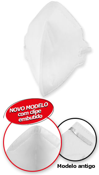 Respirador dobrável, semifacial, sem carvão ativado, sem válvula, PFF1, RDV 2101, branco