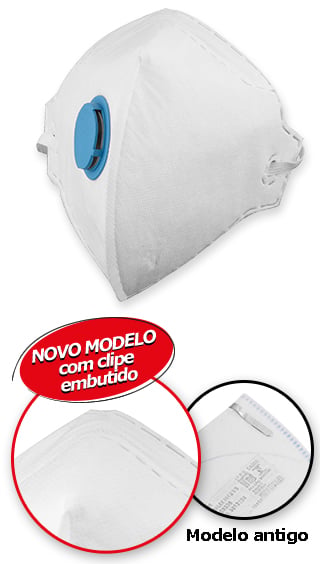 Respirador dobrável, semifacial, sem carvão ativado, com válvula, PFF2, RDV 2202, branco