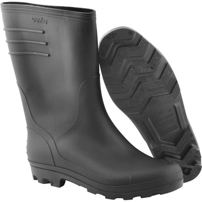 Bota de PVC preta, cano médio, sem forro, 41