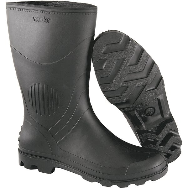 Bota de PVC preta, cano médio, com forro, 39