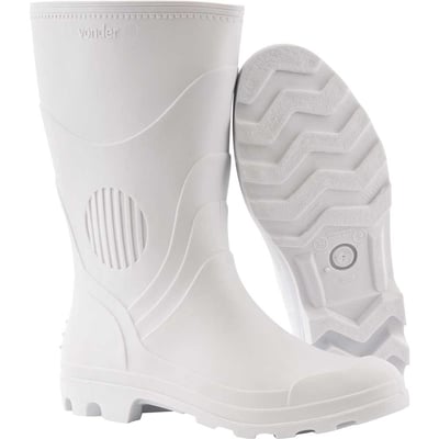 Bota de PVC branca, cano médio, sem forro, 41