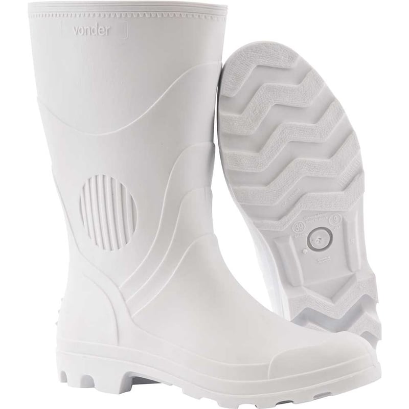 Bota de PVC branca, cano médio, sem forro, 41