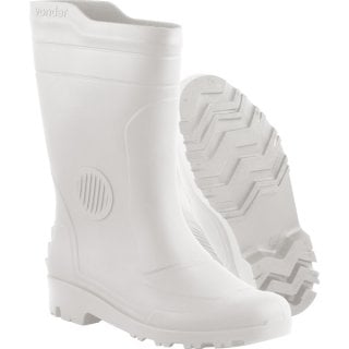 Bota de PVC branca, cano médio, sem forro, 37/38