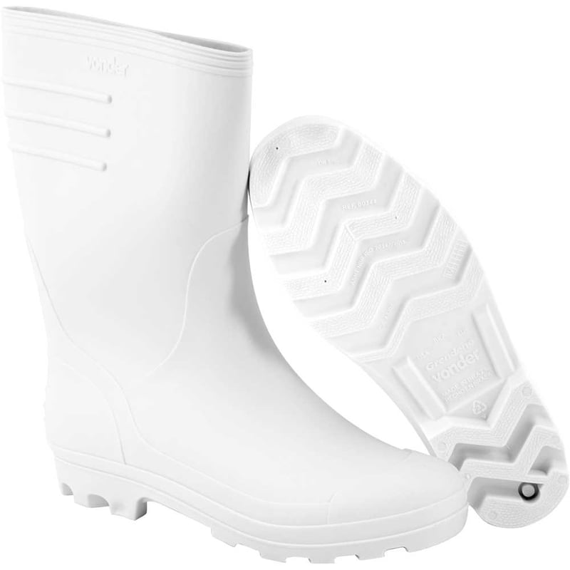Bota de PVC branca, cano médio, sem forro, 42