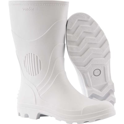 Bota de PVC branca, cano médio, com forro, 41