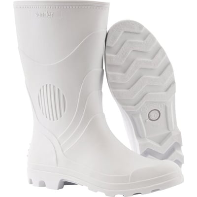 Bota de PVC branca, cano médio, 28 cm, com forro, 37/38