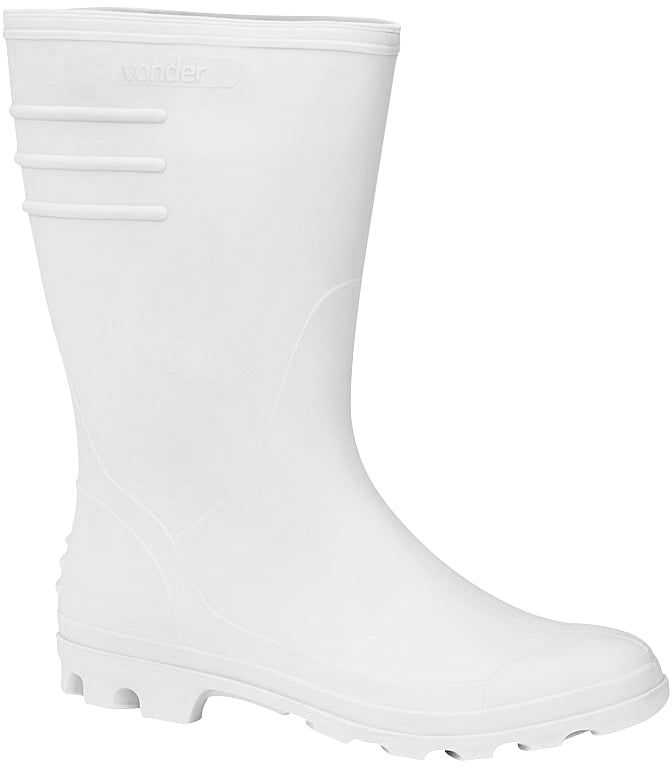 Bota de PVC branca, cano médio, com forro, 40