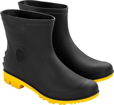 Bota de PVC preta e amarela, cano 3/4, sem forro, 41