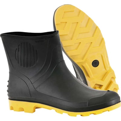 Bota de PVC preta e amarela, cano 3/4, com forro, 40