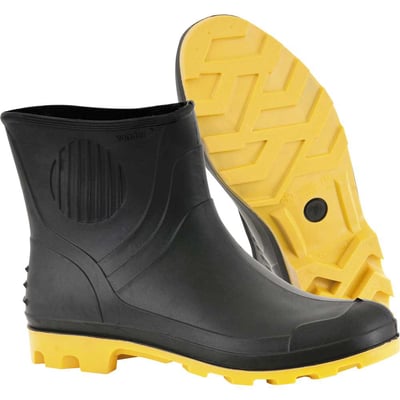 Bota de PVC preta e amarela, cano 3/4, com forro, 43/44