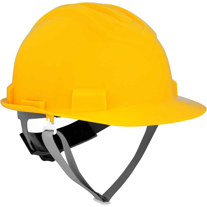 Capacete aba frontal, amarelo, com jugular e suspensão com catraca, VONDER PLUS