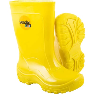 Bota infantil de PVC, amarela, com forro, 20/21