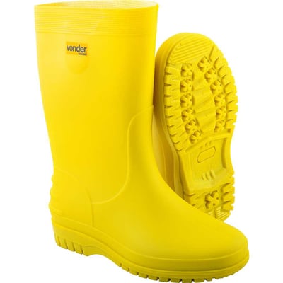 Bota de PVC, amarela, com forro, 34/35