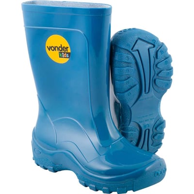 Bota infantil de PVC, azul, com forro, 30/31