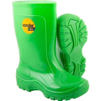 Bota infantil de PVC, verde, com forro, 20/21