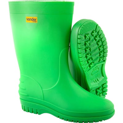 Bota de PVC, verde, com forro, 38/39