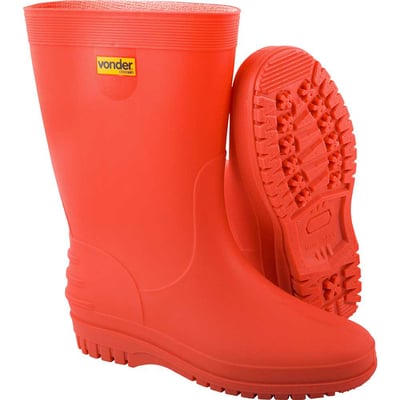 Bota de PVC, vermelha, com forro, 36/37