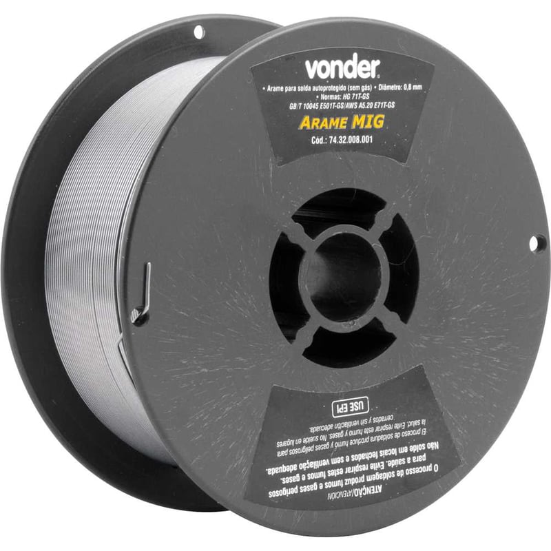 Arame Autoprotegido 0,8 mm, carretel plástico de 1 kg, sem gás