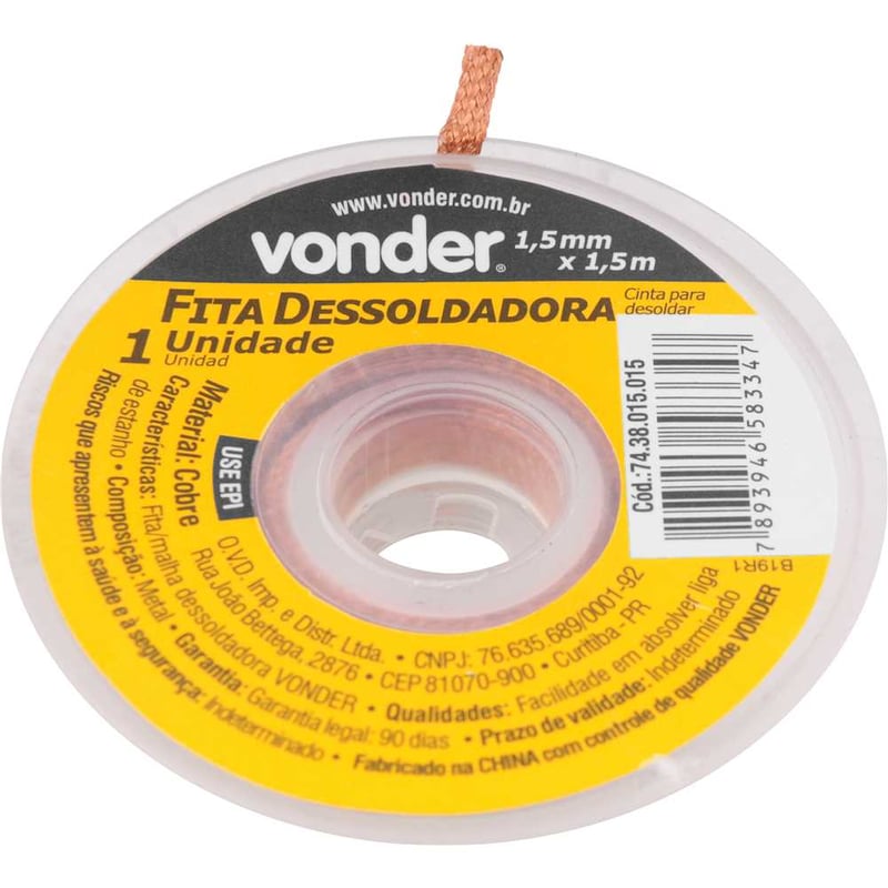 Fita malha dessoldadora 1,5 mm x 1,5 m