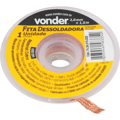 Fita malha dessoldadora 2,0 mm x 1,5 m