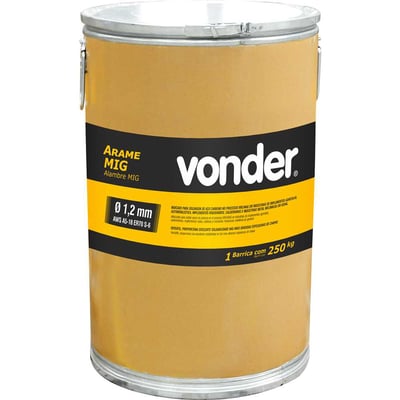 Arame MIG/MAG 1,2 mm, barrica com 250 kg, VONDER/TMX