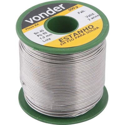 Estanho em fio, com fluxo, 1,0 mm, 40 x 60,com 500 g
