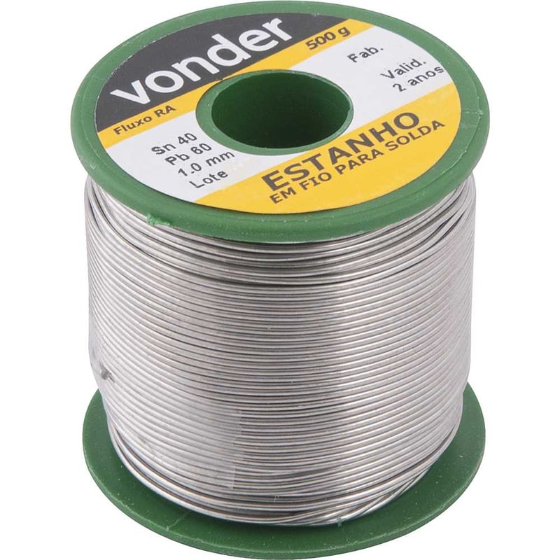 Estanho em fio, com fluxo, 1,0 mm, 40 x 60,com 500 g