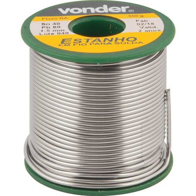 Estanho em fio, com fluxo, 1,5 mm, 40 x 60,com 500 g