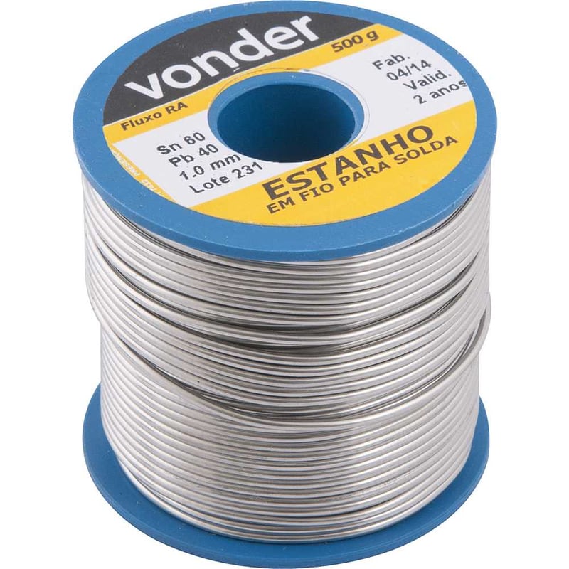 Estanho em fio, com fluxo, 1,0 mm, 60 x 40,com 500 g