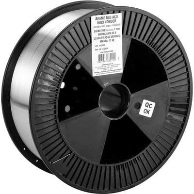 Arame MIG aço inox ER308LSi, 1,0 mm, carretel com 15 kg