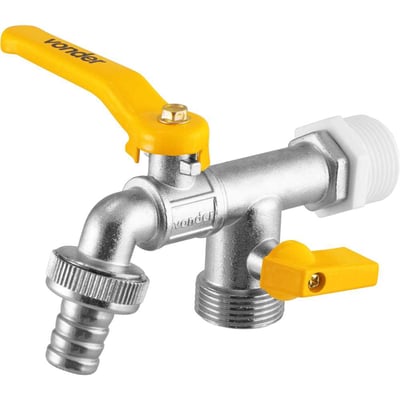 Torneira de esfera, 1/2", com saída 3/4" para máquina de lavar roupa